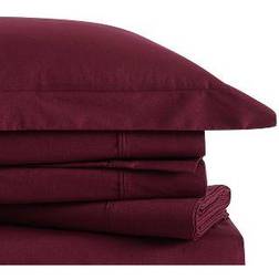 Brooklyn Loom Classic Cotton Bed Sheet Red (243.84x175.26)