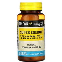 Mason Natural 60-Count Super Energy* With Guarana, Panax Ginseng & Kola Nut Tablets