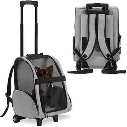 Deluxe Backpack Pet Travel Carrier with Wheels Medium