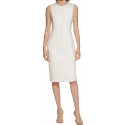 Calvin Klein Scuba-Crepe Embellished Sheath - Cream