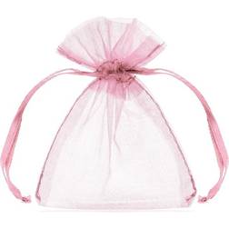 PartyDeco Gift Bags Organza Pink 10pcs