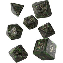 Q-Workshop QWOSRUN98 Runic Bottle Dice Set Green & Gold Set of 7