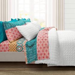 Lush Decor Bohemian Bed Sheet Turquoise, Orange (274.32x)