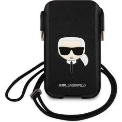 Karl Lagerfeld 6.7 Inch Case KLHCP12LOPHKHK Saffiano Ikonik Karl's Head Black