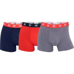 CR7 Men's Cotton Trunks 3-pack - Navy/Red