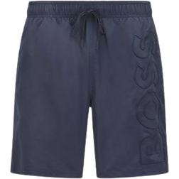 HUGO BOSS Swim Shorts with Embroidered Logo - Dark Blue