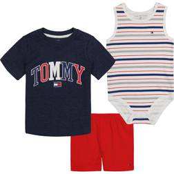 Tommy Hilfiger Baby Boy's 3-Piece T-Shirt, Bodysuit & Shorts Set neutral