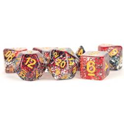 Particle Red Black Polyhedral Resin 16mm Rollespils Terning Sæt Metallic Dice Games