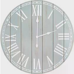 Elegant Designs Wood Plank Light Blue Wall Clock 23"