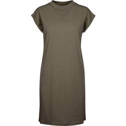 Build Your Brand Turtle Extended Shoulder Dress - Olive