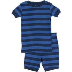 Leveret Kid's Striped Shorts Pajama Set - Blue/Navy