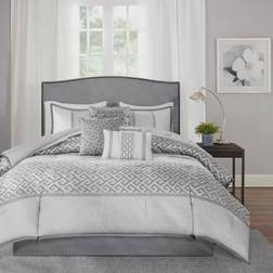 Madison Park Chandler Bed Linen Grey (228.6x228.6cm)