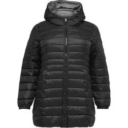 Only Curvy Long Quilted Jacket - Black/Black