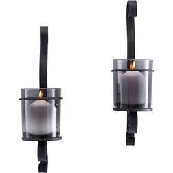 Danya B Sconce with Smoke Glass Hurricanes Candle Holder 14.5" 2