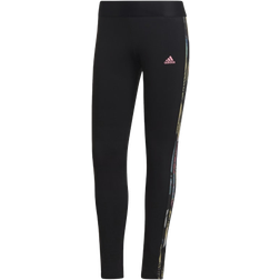 adidas Women's Loungewear Essentials 3-Stripes Leggings - Black/Bliss Pink