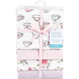 Hudson Cotton Flannel Receiving Blankets 4-pack Tea Party