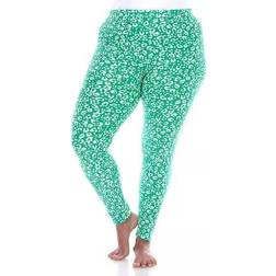 White Mark Women's Leopard Print Leggings Plus Size - Green