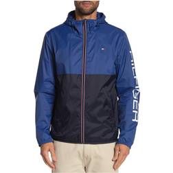 Tommy Hilfiger Colorblock Hooded Rain Jacket - Royal Blue/White