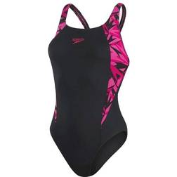 Speedo Hyperboom Splice Muscleback Swimsuit - Black/Pink