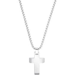 s.Oliver Men's Cross Pendant Necklace - Silver