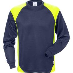 Fristads Kansas 7071 THV Long Sleeved T-shirt M - Navy/Hi Vis Yellow