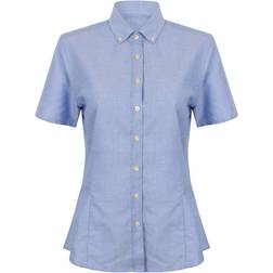 Henbury Camisa Oxford de manga corta - Azul/Blanco