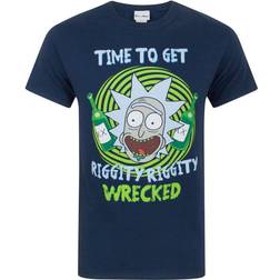 Rick And Morty Mens Riggity Riggity Wrecked T-Shirt (Blue)