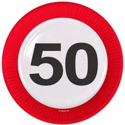 Folat Traffic Sign 50th Party Plates 23cm