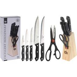 Excellent Houseware Knive og saks i Træblok 7 Dele