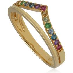 Rainbow Wishbone Style Ring in Plated Sterling