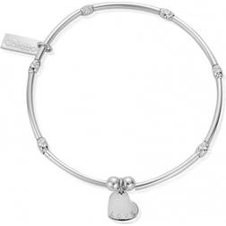 ChloBo Mini Noodle Sparkle Rice Love Heart Bracelet - Silver