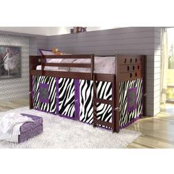 Donco kids Twin Circles Low Loft Bed with Zebra Tent