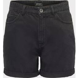 Only Onlvega Hw Mom Shorts - Black Denim