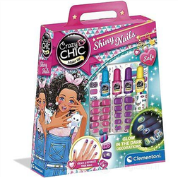 Clementoni 18689 Crazy Chic Fluorescent DIY Set Designs, Creative Toy with Colourful Nail Polish for Children from 6 Years, Multicoloured