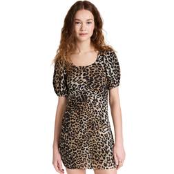 Ganni Kleid Mit Leoprint Multi Damen - Brown