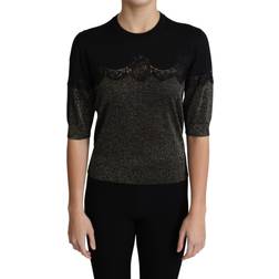 Dolce & Gabbana DG Shiny Lurex Lace Insert Pullover Top