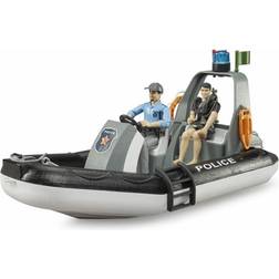 Bruder 62733 – Bworld Dinghy Officers, Divers & Accessories – 1:16 Rescue Service Lifeguard Police Boat Water Toy, Multicoloured