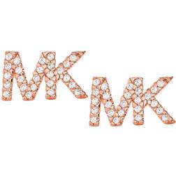 Michael Kors 14ct Rose Gold-Plated Logo Stud Earrings