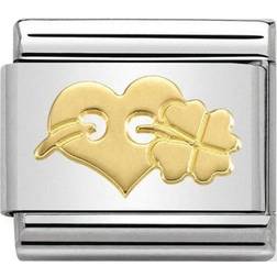 Nomination Classic Heart and Clover Charm - Silver/Gold