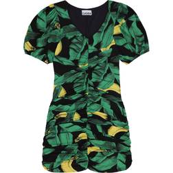 Ganni Rüschen-Minikleid - Schwarz/Grün