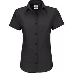 B&C Ladies Oxford Short Sleeve Shirt Ladies Shirts (Black)