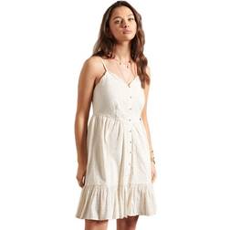 Superdry Broderie Mini Short Dress - Beige