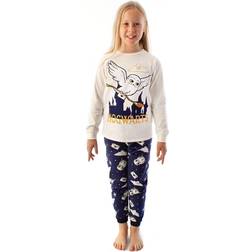Harry Potter Flickor Hedwig Fleece Lång pyjamas Set Off White/Navy 11-12