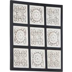 vidaXL Decorative Panel with Hand-Carved Design Black Decoración de Pared 39.9x39.9cm