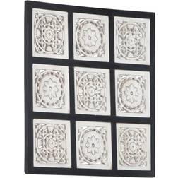 vidaXL Decorative Panel with Hand-Carved Design Black Väggdekor 39.9x39.9cm