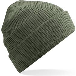 Beechfield Cuffed Organic Cotton Waffle Beanie (One Size) (Black)