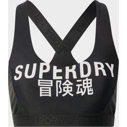 Superdry Kurzes Bikinioberteil mit Logo - Schwarz