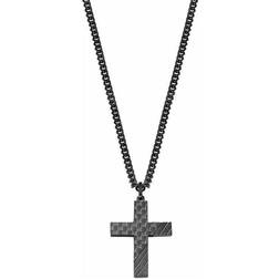 s.Oliver Chain with pendant Carbon Men Sets, cm, Black, Cross, Comes in jewelry gift box, 2022635