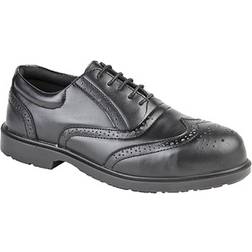 grafters Mens Uniform Perforated Leather Non-Metal Safety Shoes (8.5 UK) (Black)