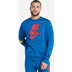 Nike Men's Sportswear Sport Essentials Glitch Club Fleece Crewneck Sweatshirt Black/White